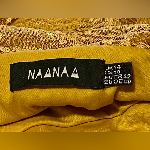 ASOS NaaNaa sequin mini dress with draped back in gold, size 10. - Picture 5 of 9